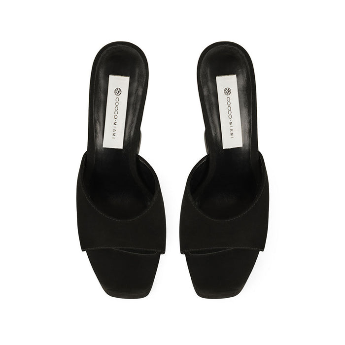 Valentina Platform Mule Black Leather