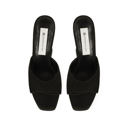 Valentina Platform Mule Black Leather