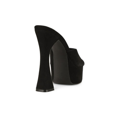 Valentina Platform Mule Black Leather