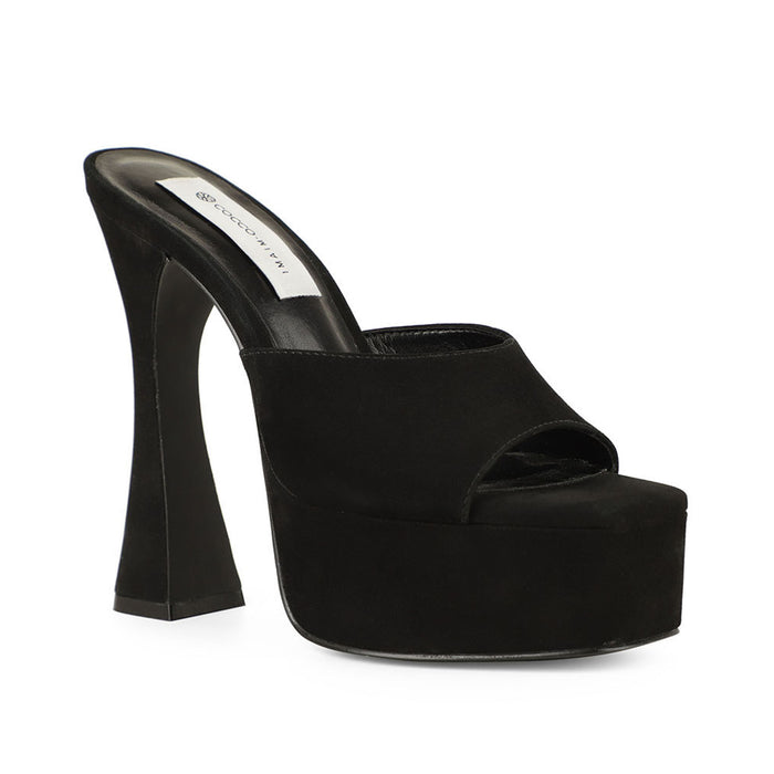 Valentina Platform Mule Black Leather