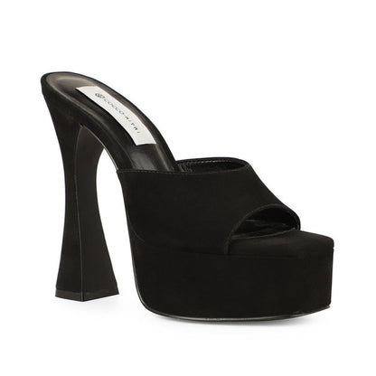 Valentina Platform Mule Black Leather