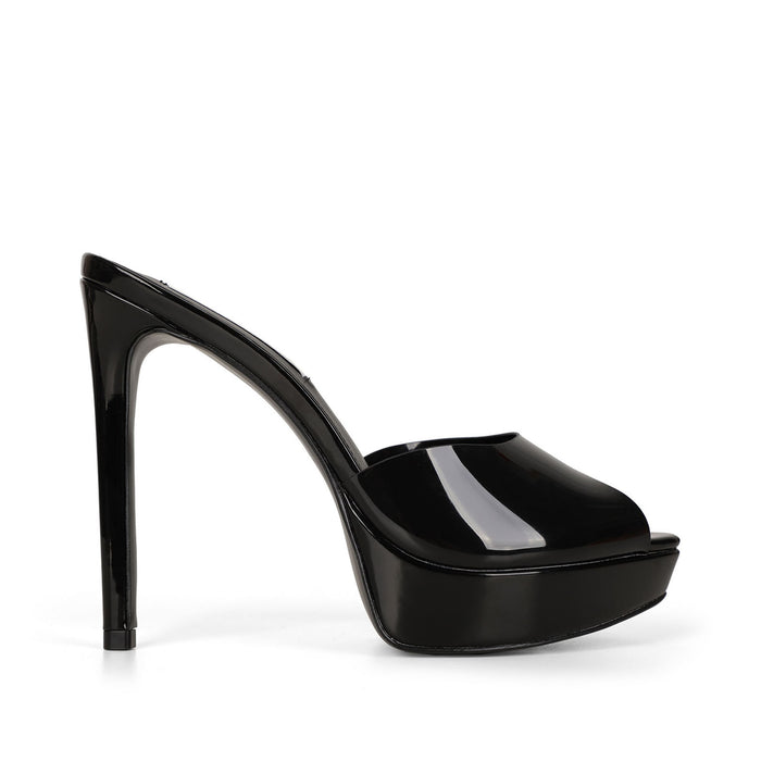 Vega Platform Mule Black Patent Leather