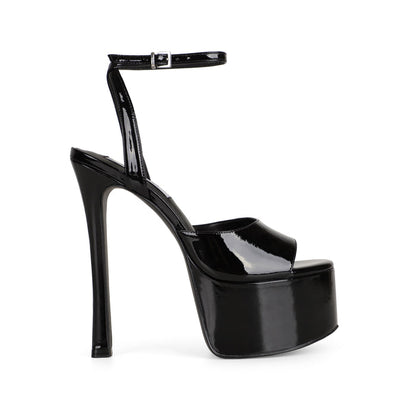 Venus Platform Sandal Black Patent Leather