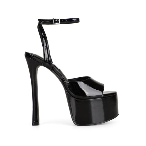 Venus Platform Sandal Black Patent Leather