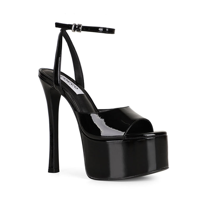 Venus Platform Sandal Black Patent Leather