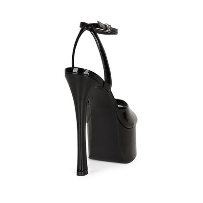 Venus Platform Sandal Black Patent Leather