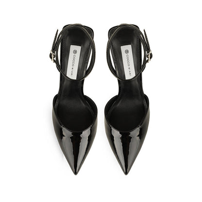 Wendy Slingback Pumps Black Patent Leather, view 4