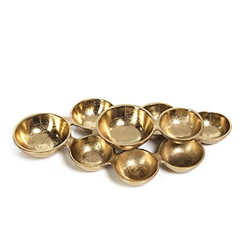Zodax Cluster of 9 Round Serving Bowls Nickel Base Small 10 inches